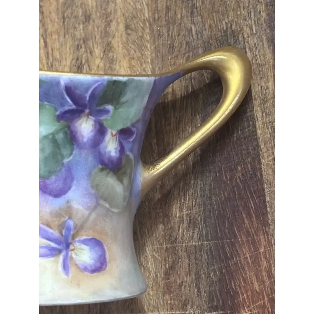 JHR Cacilie Bavaria Hutschenreuther Hand Painted Creamer Signed Violets